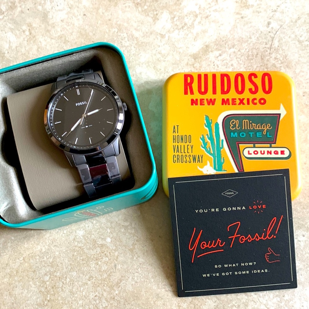 Fossil The Minimalist Three-Hand Smoke Stainless Steel Watch NWT